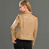 Wiosna kurtka z prawdziwej skóry kobiet 2019 moda płaszcz z prawdziwej skóry owczej nit motocykl kurtka motocyklowa kobiet owcza skóra płaszcz 3